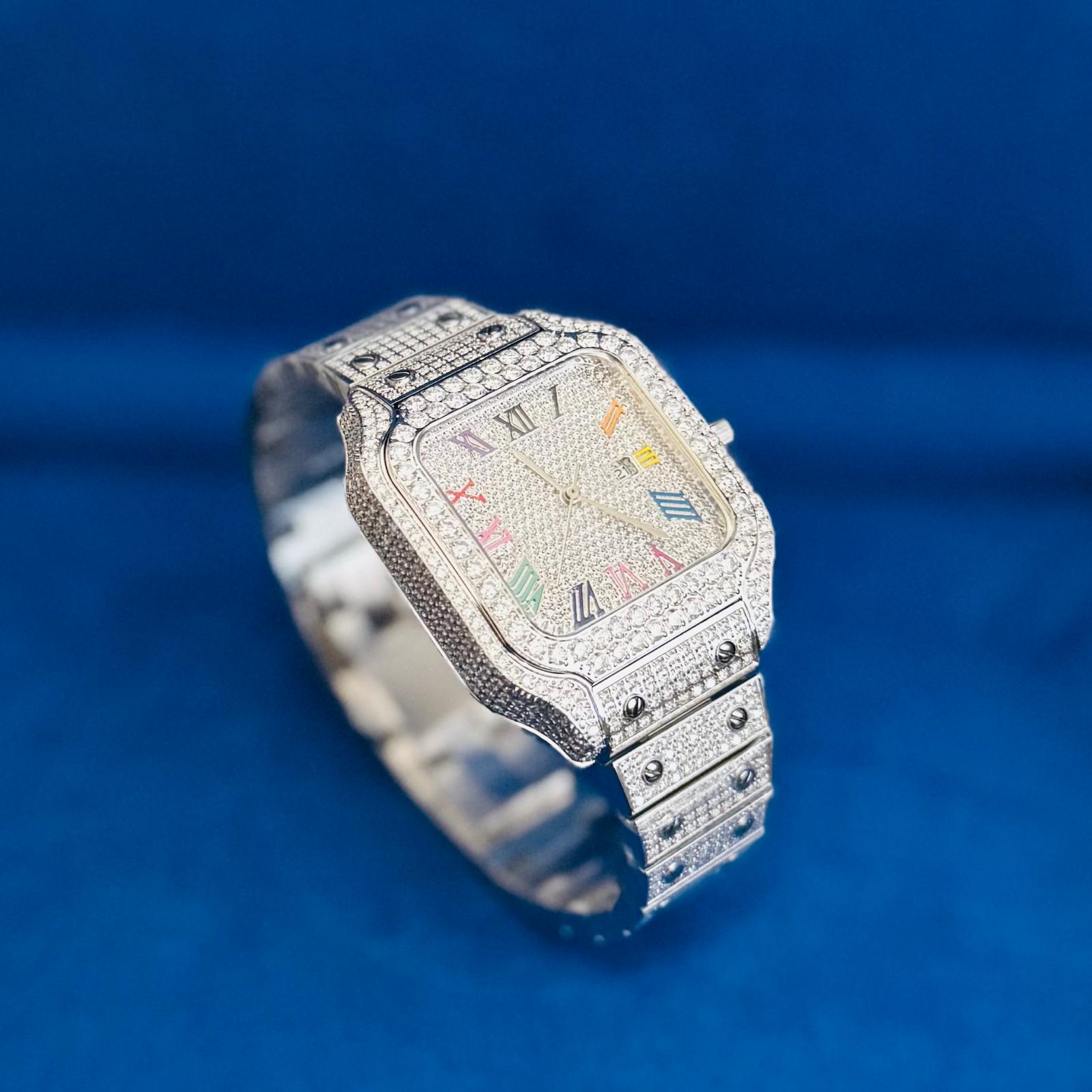 Womens Rainbow Candy Dial Watch Moissanite Automatic