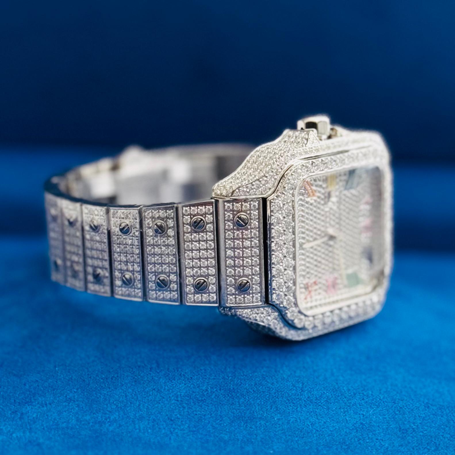 Womens Rainbow Candy Dial Watch Moissanite Automatic