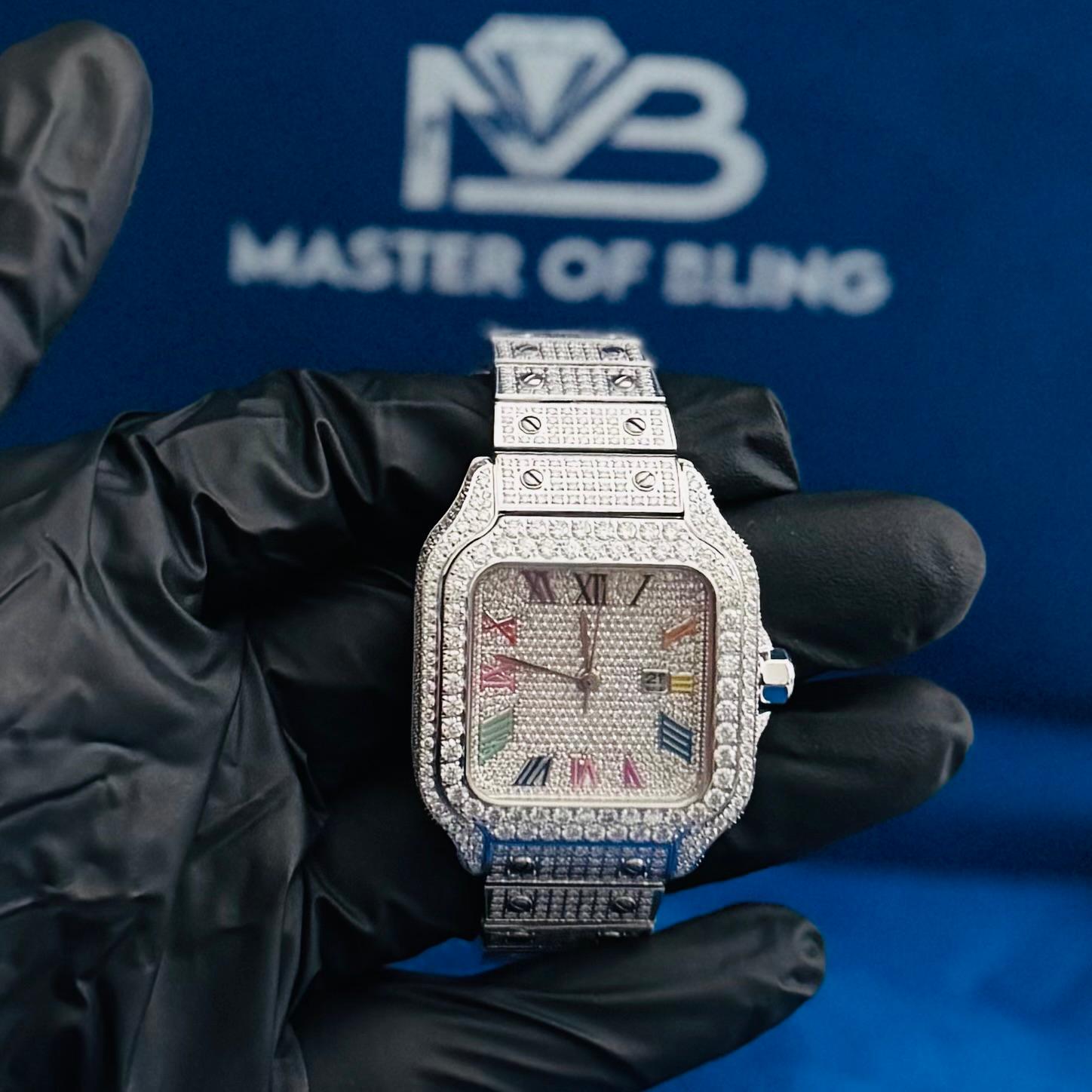 Womens Rainbow Candy Dial Watch Moissanite Automatic