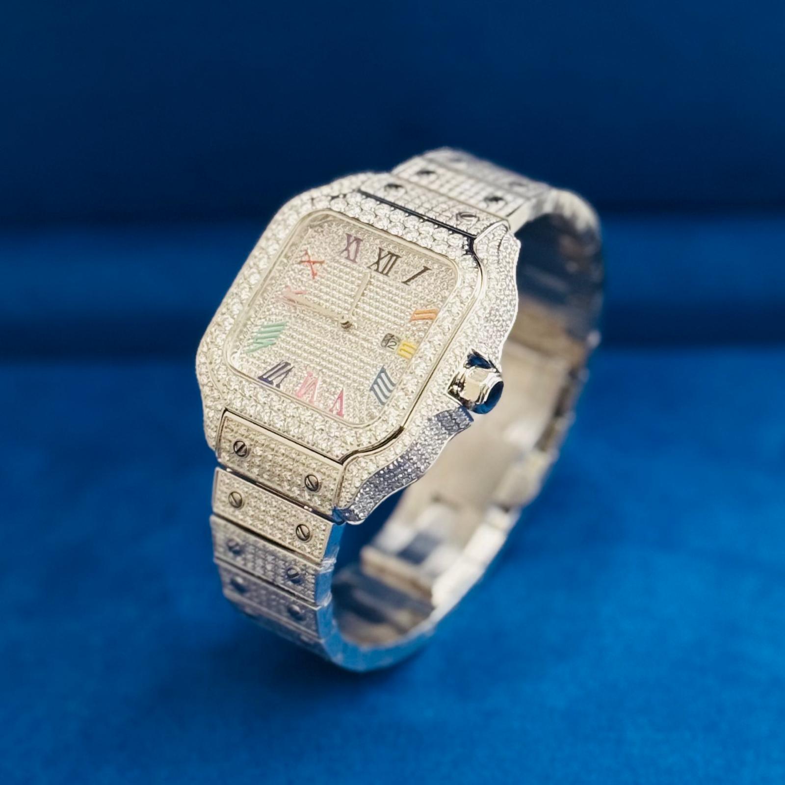 Womens Rainbow Candy Dial Watch Moissanite Automatic