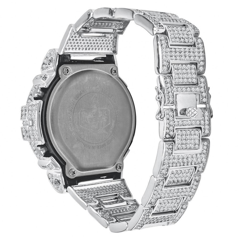 Fully Iced Moissanite Diamond Bezel Band Casio Gshock DW6900 Watch