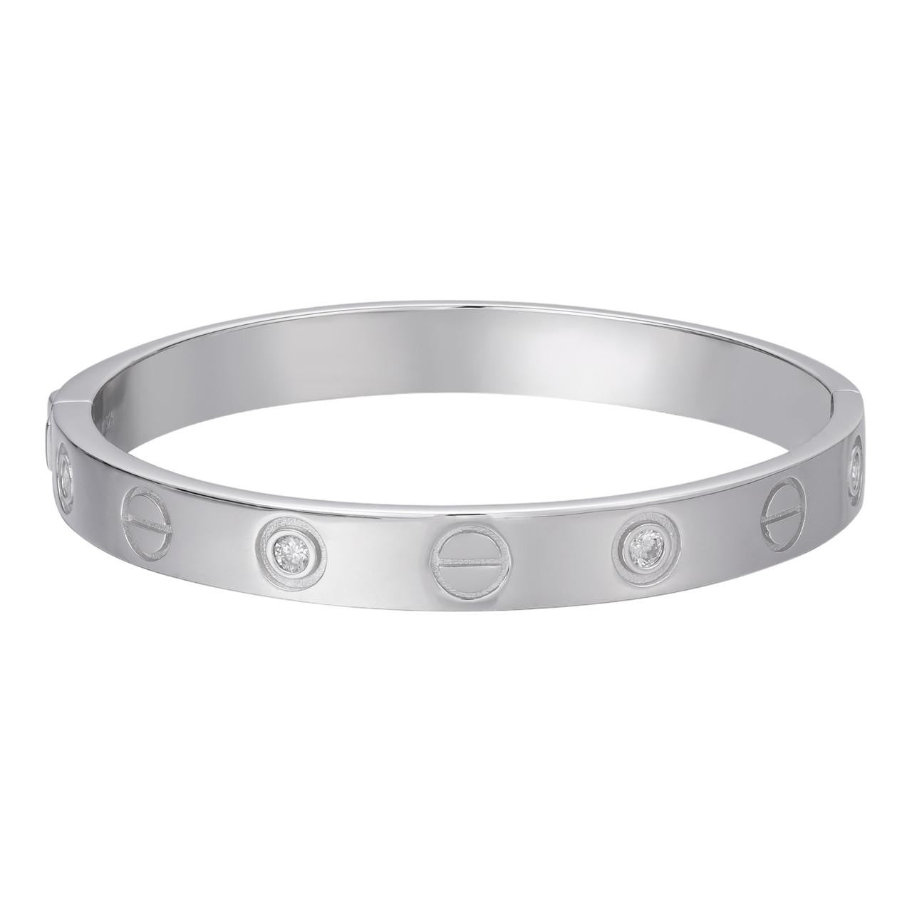 Moissanite Love Bangle Bracelet 7" Luxury 925