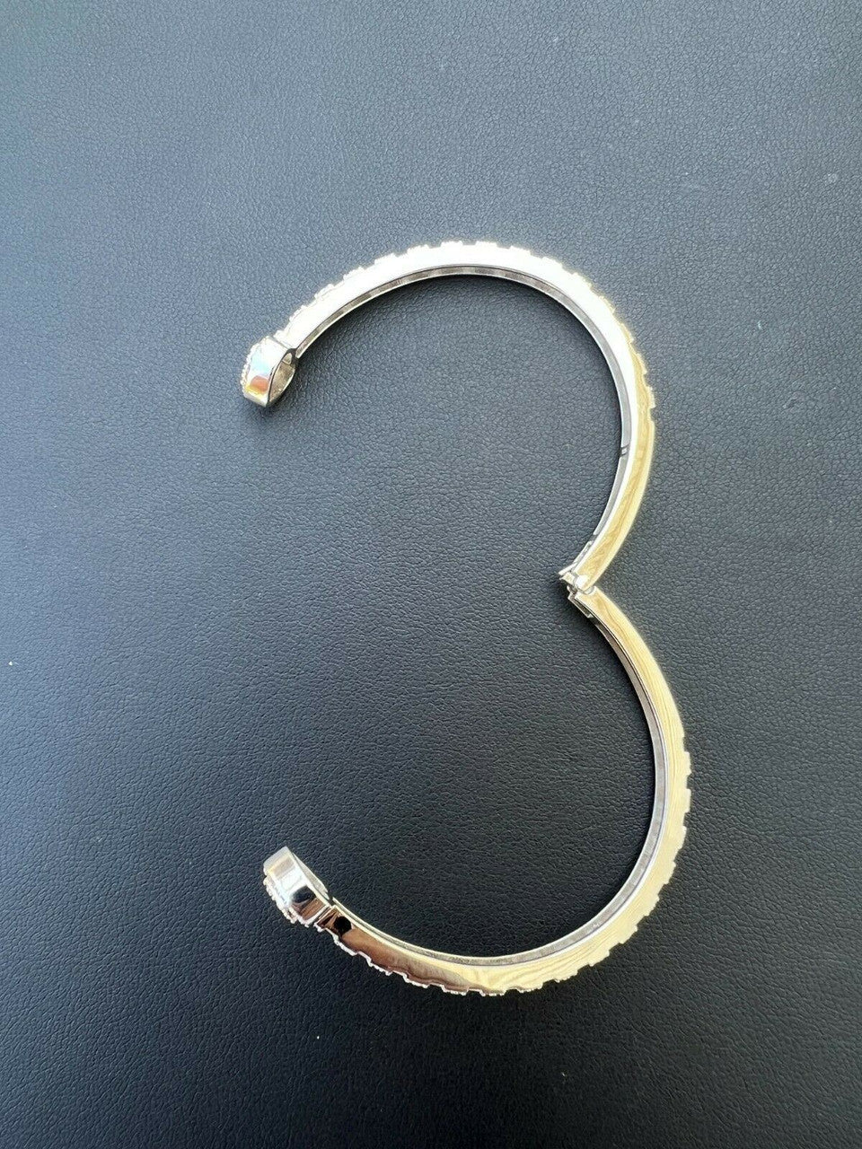 Moissanite Bangle Bracelet Heart Baguette 925 Silver