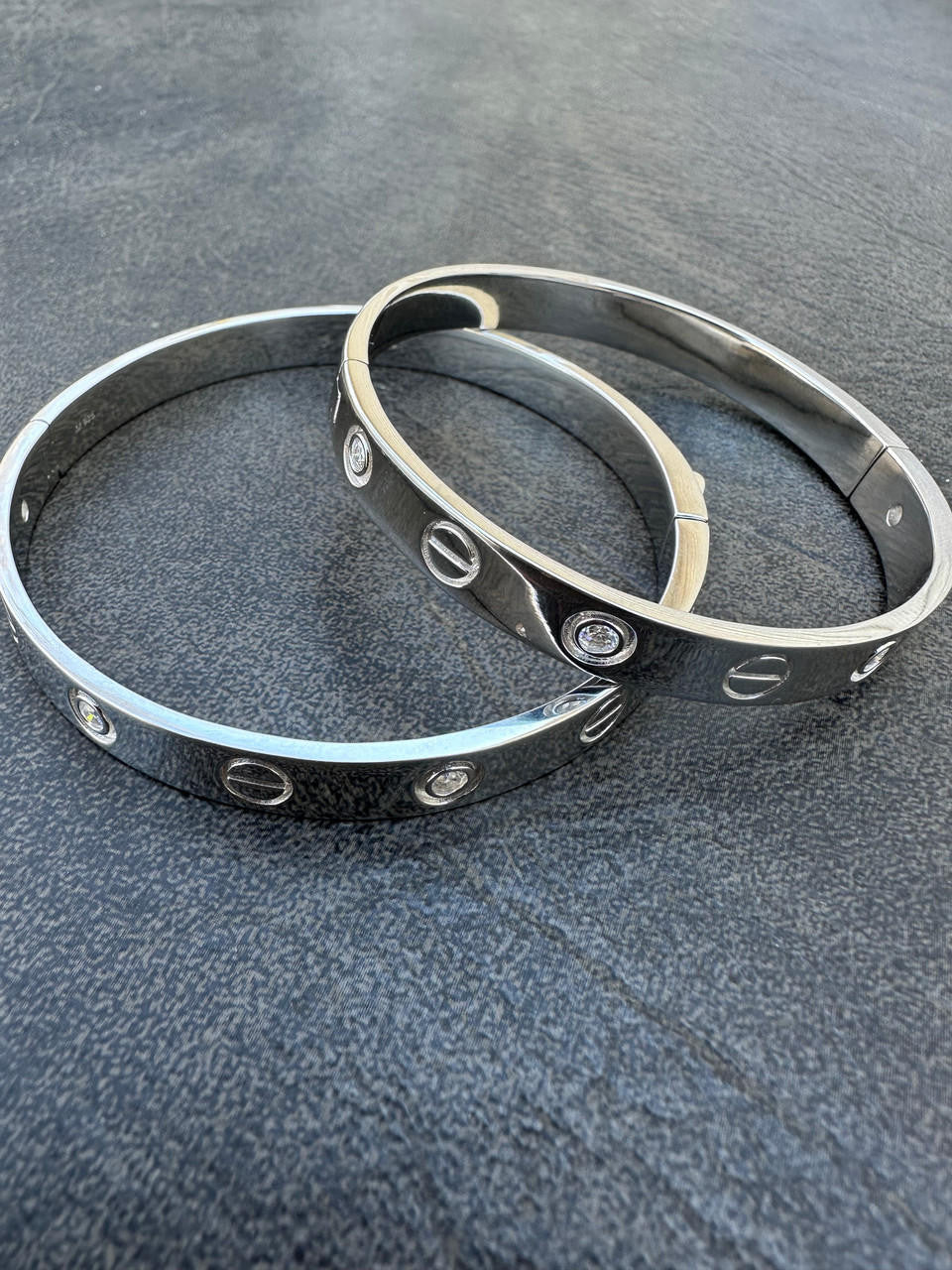 Moissanite Love Bangle Bracelet 7" Luxury 925