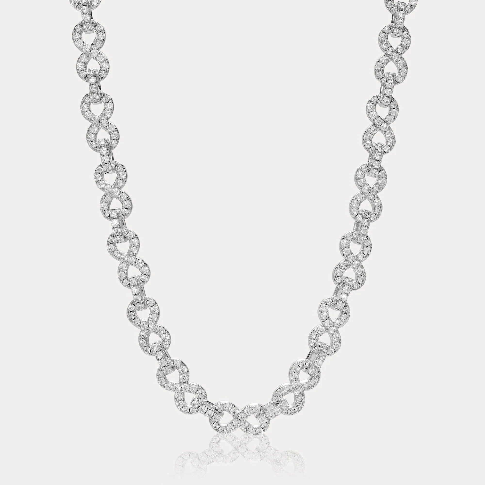 Infinity Link Moissanite 8mm Necklace 925 Chain