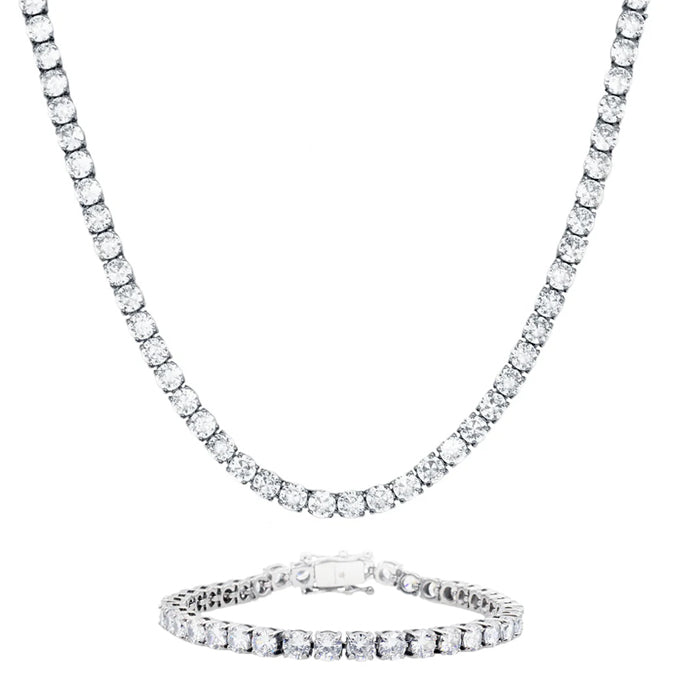 3mm Moissanite Tennis Necklace & Bracelet Bundle 925