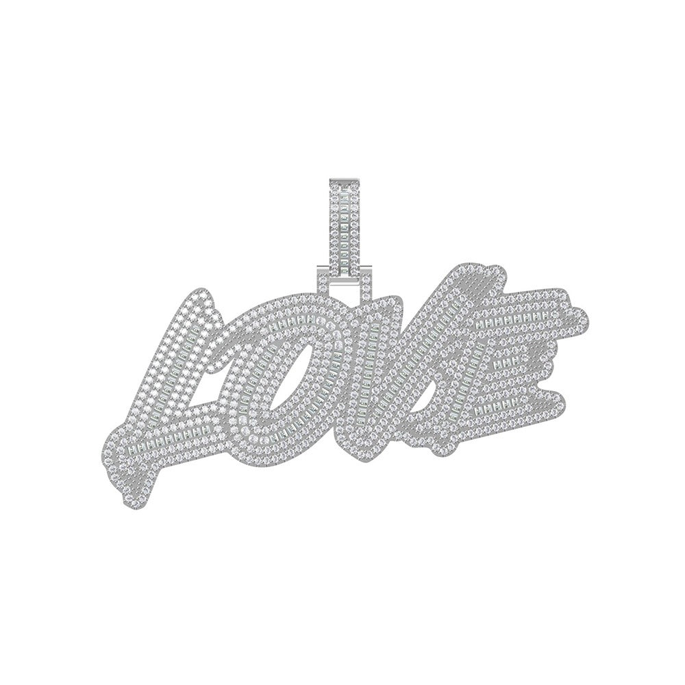 Moissanite Diamond Love Pendant Custom Women Men Jewelry 925 Silver