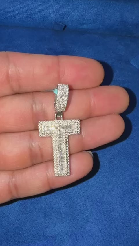 Moissanite Initial Pendant 925 Silver Letter Charms