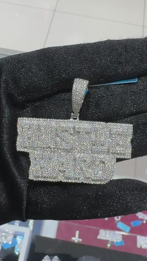 Moissanite Diamond Hustle Hard Pendant Custom Iced 925 Silver