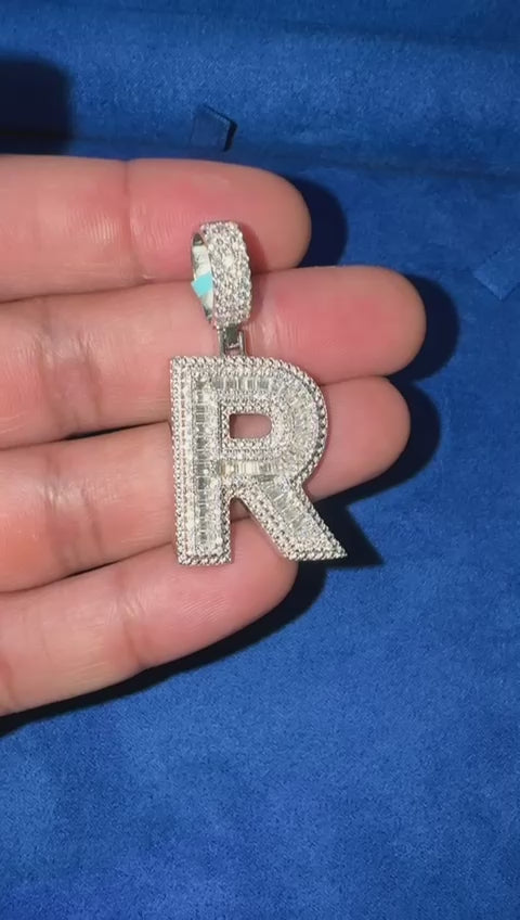 Moissanite Initial Pendant 925 Silver Letter Charms