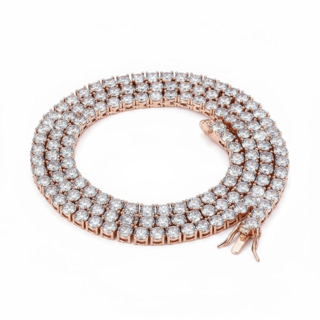 4mm Moissanite Tennis Necklace 925 Silver Rose