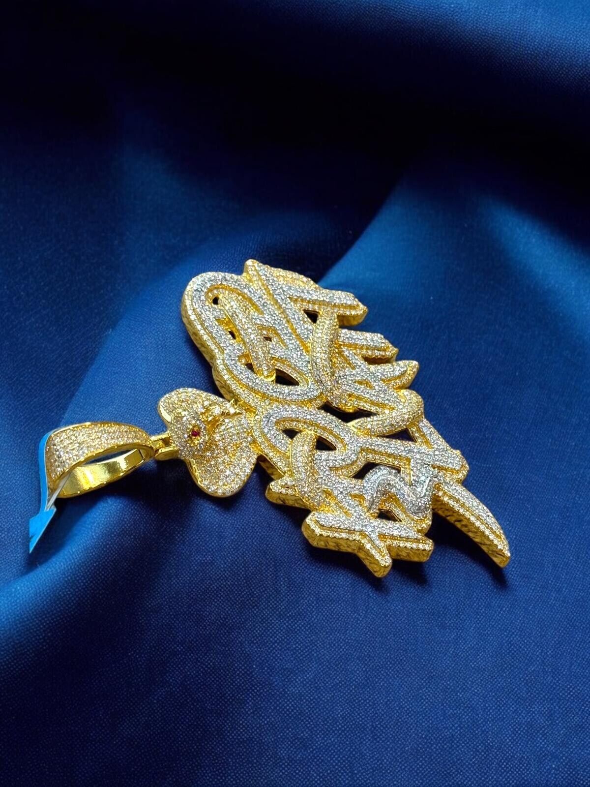 Hood Slatt 14k Gold Finish Pendant Custom Icy Hip Hop Men