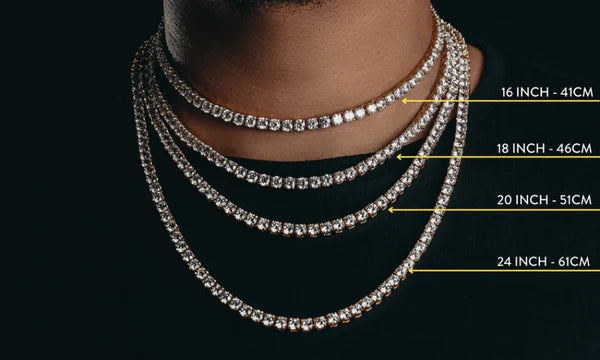 3mm Tennis Chain 1 Row Necklace Solitaire 14K Gold Finish