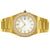 Stainless Steel Automatic Two Row Iced Bezel White Face Gold Tone Watch