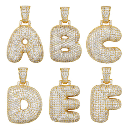 Custom Bubble Letters Initial Silver A-Z Pendant