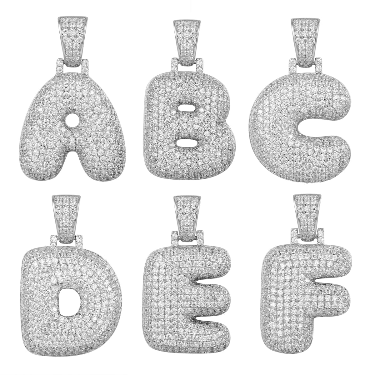 Silver Custom Bubble Letters Initial A-Z Charm
