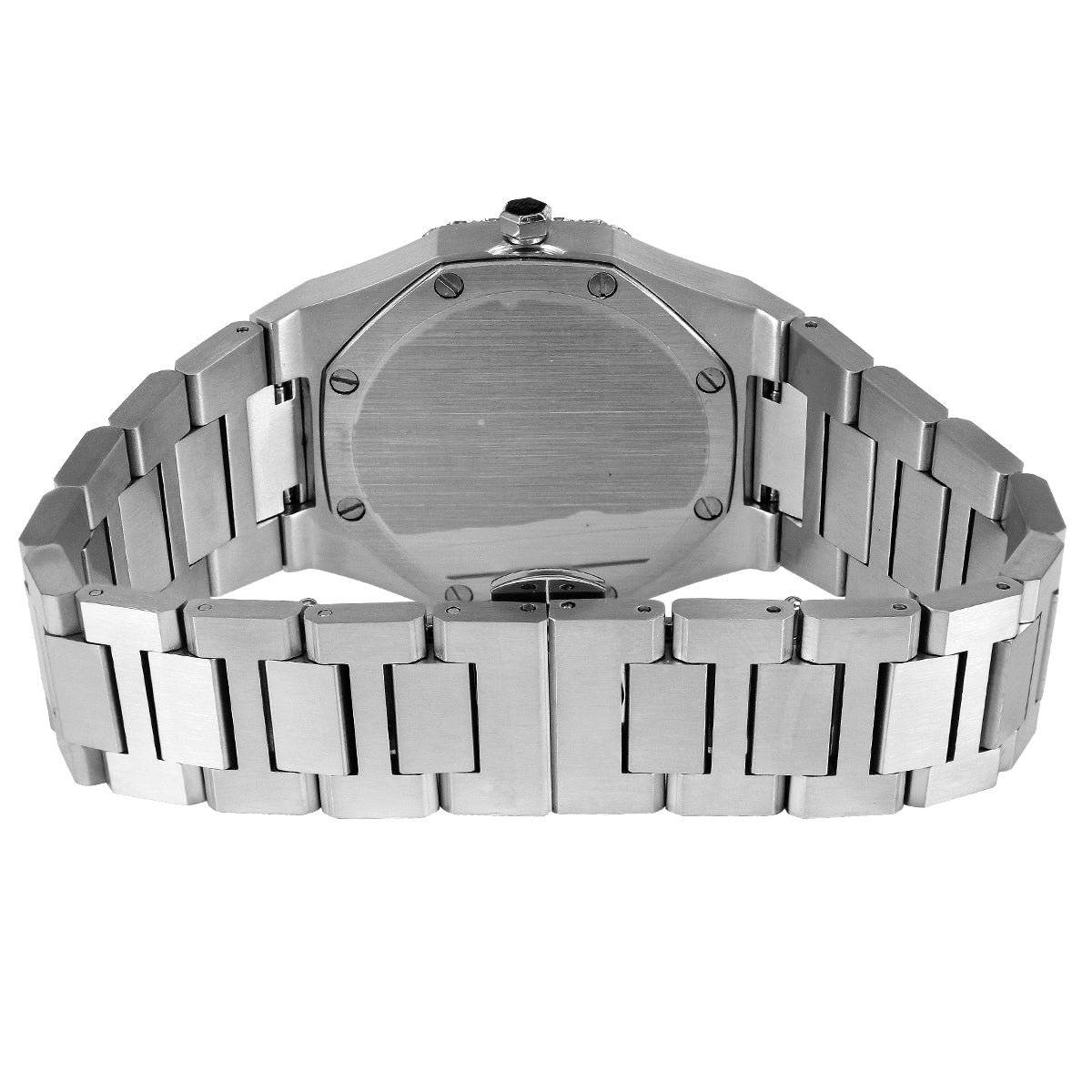 Stainless Steel Black Face White tone Luxury Automatic Iced Watch