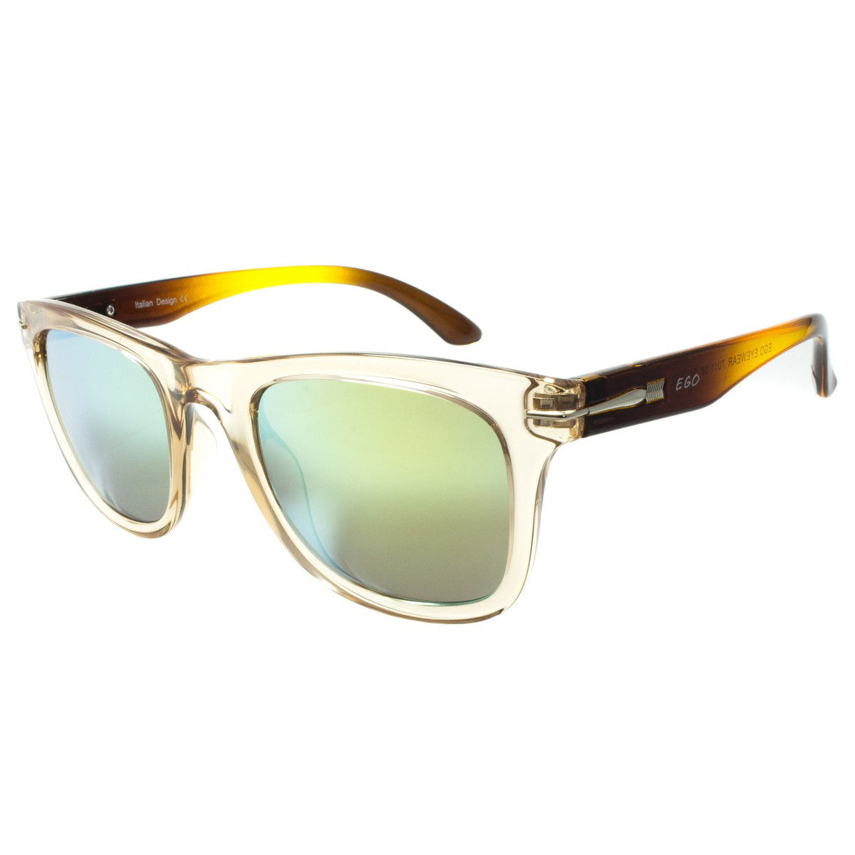Orange Shade Temple Aviator Sunglasses Green Lenses