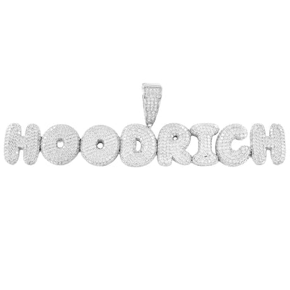 Silver Hood Rich Cash Boss Bling Bubble Solid Back Pendant