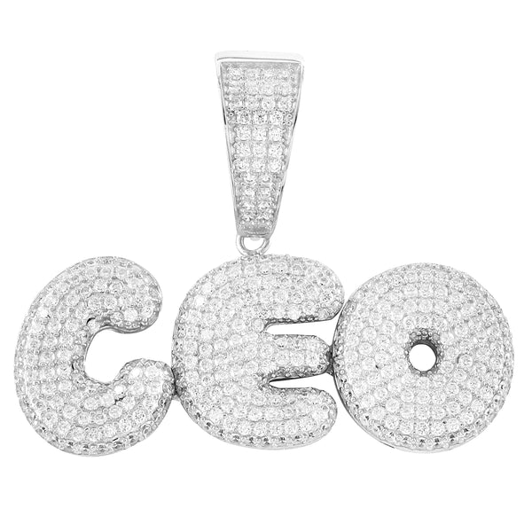 Silver Rich Money CEO Boss Solid Back Bubble Pendant