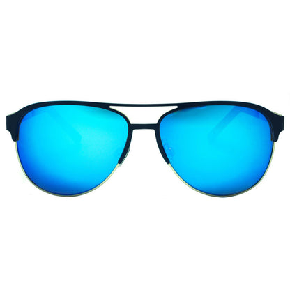 Ocean Blue Lens Metal Black Frame Mens Sunglasses