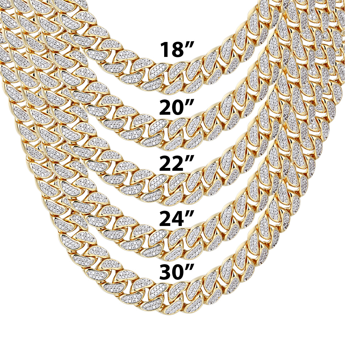 9mm Closed Miami Cuban Links Icy 18-30" Chain