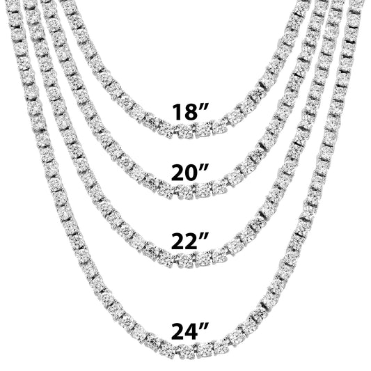 Tennis Link 3mm Necklace One Row 18"-24" Hip Hop Chain