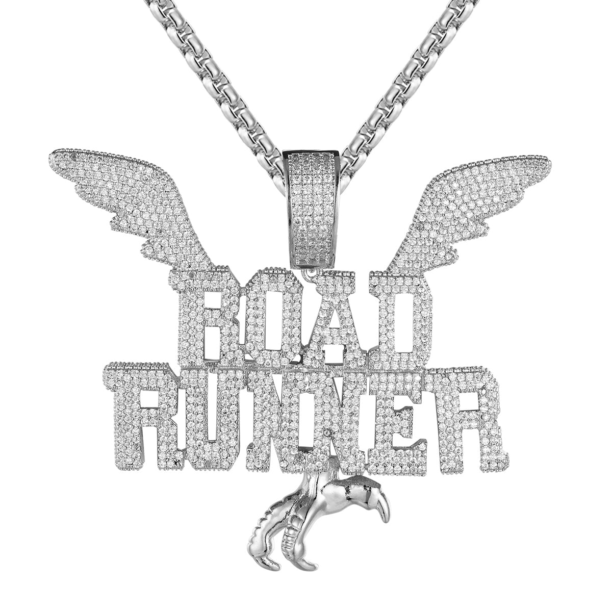 Road Runner Icy Flying Wings Sterling Silver Designer Pendant