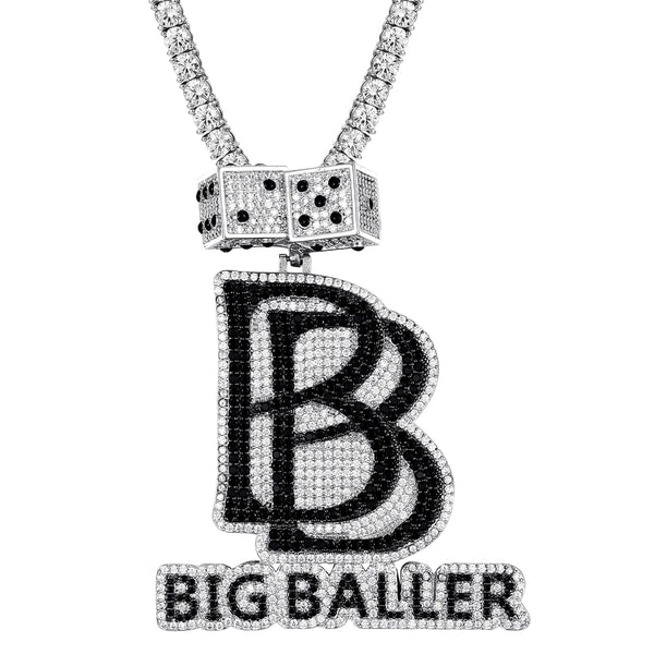 Black Big Baller Double Dice Rich Icy Hip Hop Pendant