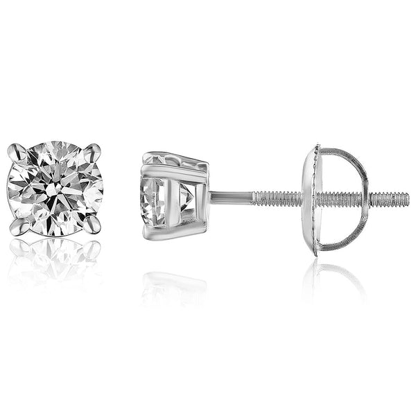 Sterling Silver 5mm Moissanite 1.0Ct Diamond Earrings