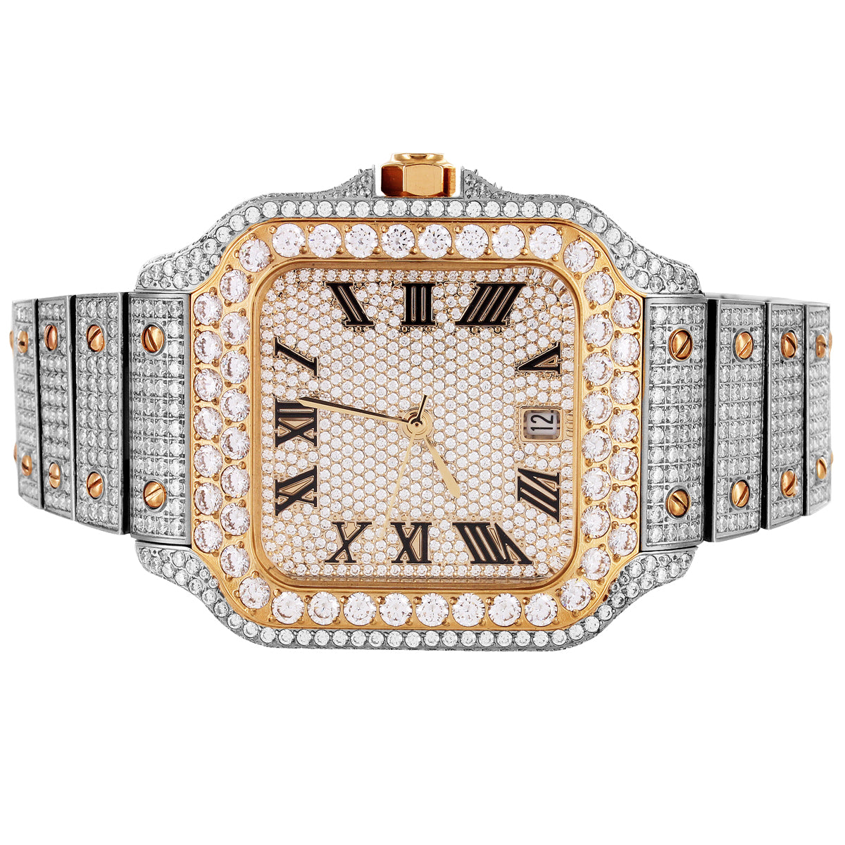 square face watch, diamond watch,