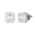 White Finish Square Baguette Hip Hop Icy Silver Earrings