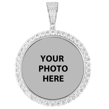 Round One Row Memory Picture 14K White Gold Tone Necklace
