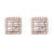 Square shape Icy Micro Pave Rose Gold Tone .925 Earrings