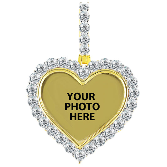 Custom Heart Love Solitaire Memory Picture Gift .925 Pendant