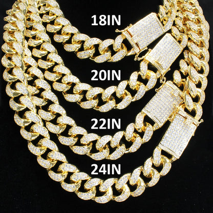 Men's  14k Gold Finish 20mm Cuban Choker Necklace