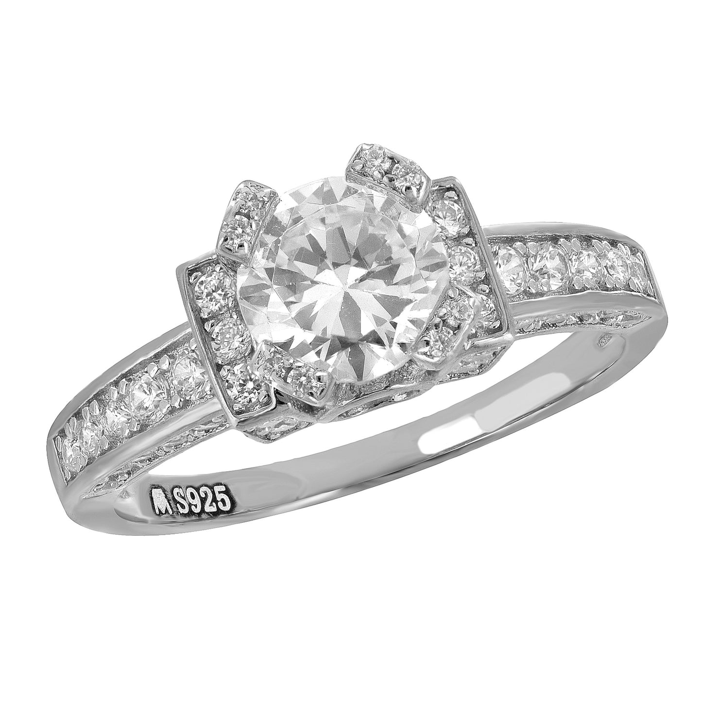 Solitaire Sterling Silver Ladies Ring Engagement Bridal Ring