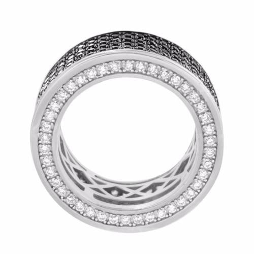 Real Silver Eternity Ring 360 Black/White Wedding Band