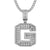 Sterling Silver Initial Letters Custom Emerald Cut Pendant
