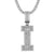 Sterling Silver Initial Letters Custom Emerald Cut Pendant