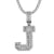 Sterling Silver Initial Letters Custom Emerald Cut Pendant