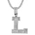 Sterling Silver Initial Letters Custom Emerald Cut Pendant