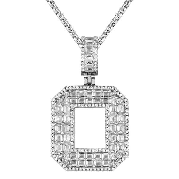 Sterling Silver Initial Letters Custom Emerald Cut Pendant