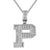 Sterling Silver Initial Letters Custom Emerald Cut Pendant