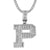 Sterling Silver Initial Letters Custom Emerald Cut Pendant