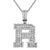 Sterling Silver Initial Letters Custom Emerald Cut Pendant