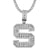 Sterling Silver Initial Letters Custom Emerald Cut Pendant