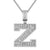 Sterling Silver Initial Letters Custom Emerald Cut Pendant