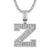 Sterling Silver Initial Letters Custom Emerald Cut Pendant