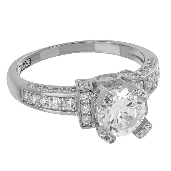 Solitaire Sterling Silver Ladies Ring Engagement Bridal Ring